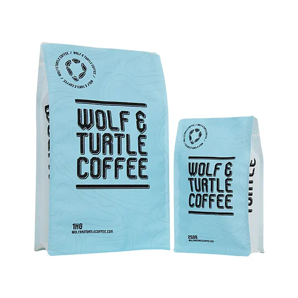 Printed compostable coffee bags with valve