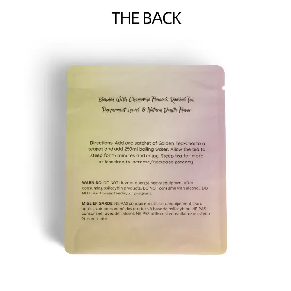 Backside directions and warnings on custom drip coffee sachet