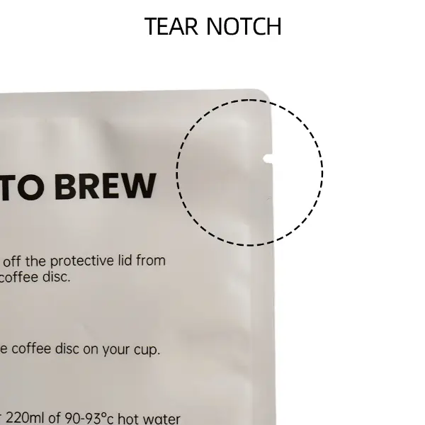 Back side of coffee sachet with brewing instructions