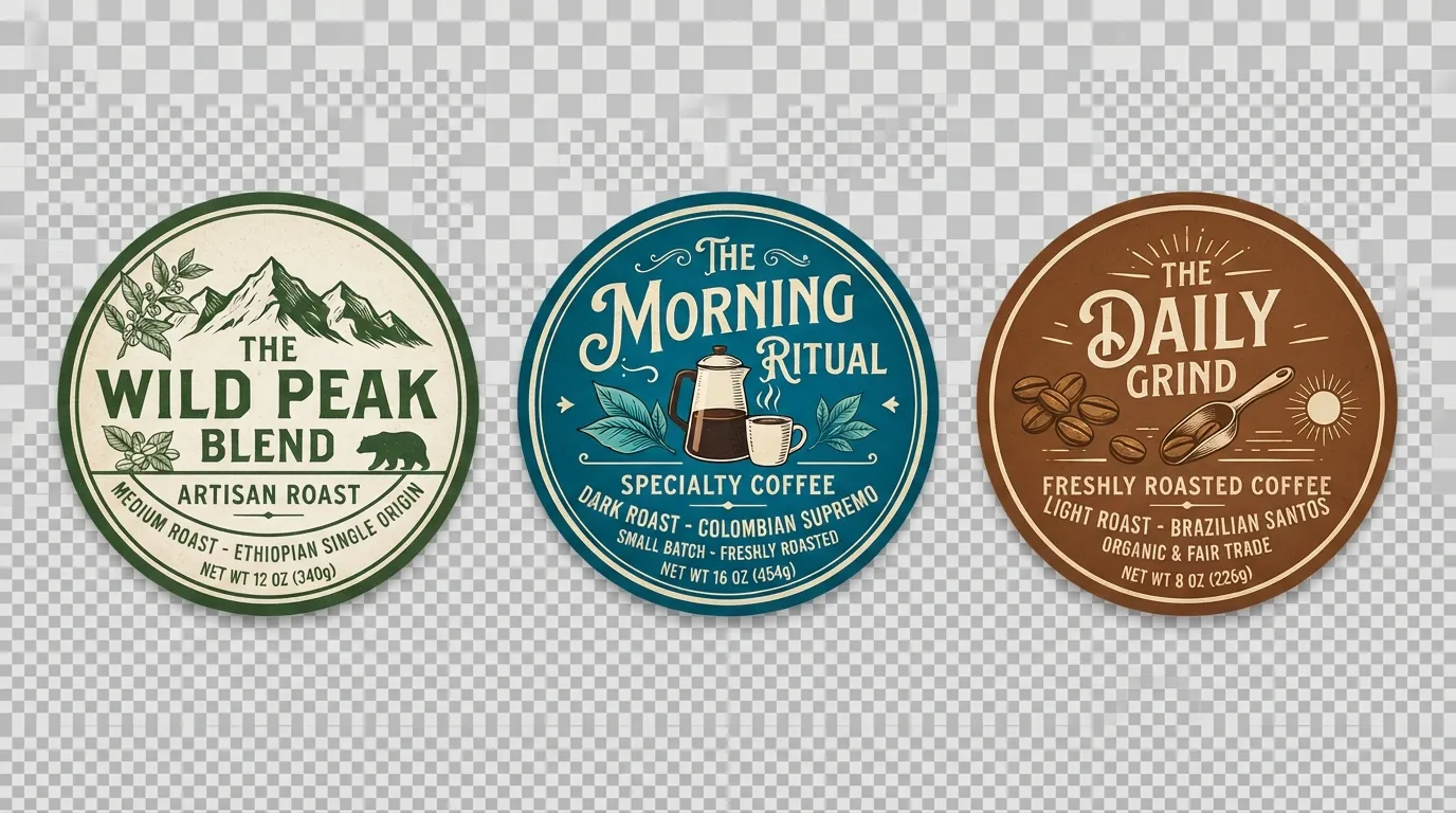 ملصقات أكياس القهوة المطبوعة