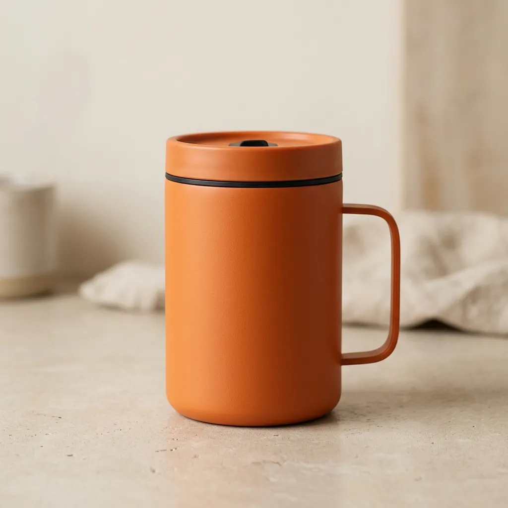 Orange_coffee_cup_on_display_