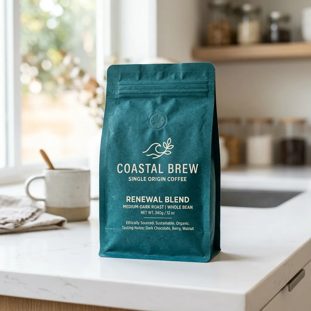 Teal_coffee_pouch_on_countertop
