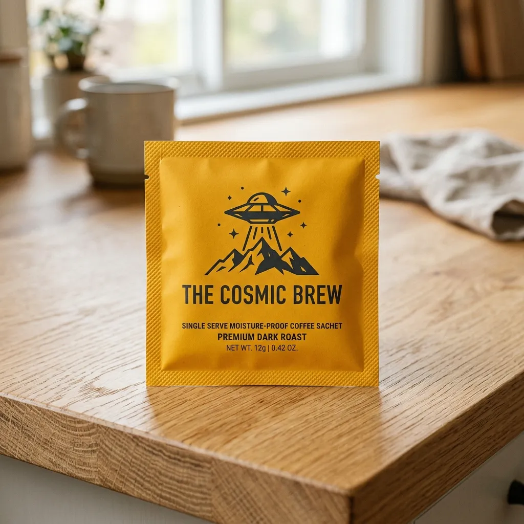 Yellow_coffee_sachet_on_countertop_